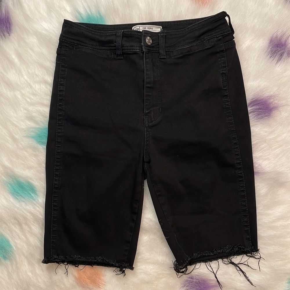 Free People Black Denim Bermuda Shorts‎ Size 28